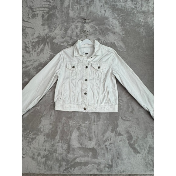 Ralph‎ Lauren White Denim Jacket Womens Size M Classic Trucker Style